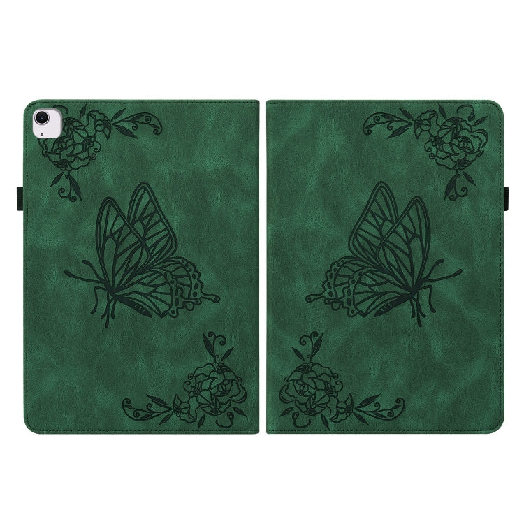 For iPad Air 11 2024 Butterfly Flower Embossed Leather Tablet Case(Green) - iPad Air 11 2024 Cases by PMC TechLife | Online Shopping South Africa | PMC TechLife | Buy Now Pay Later Mobicred