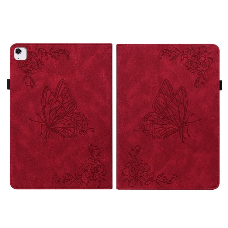 For iPad Air 11 2024 Butterfly Flower Embossed Leather Tablet Case(Red) - iPad Air 11 2025 / 2024 Cases by PMC TechLife | Online Shopping South Africa | PMC TechLife | Buy Now Pay Later Mobicred