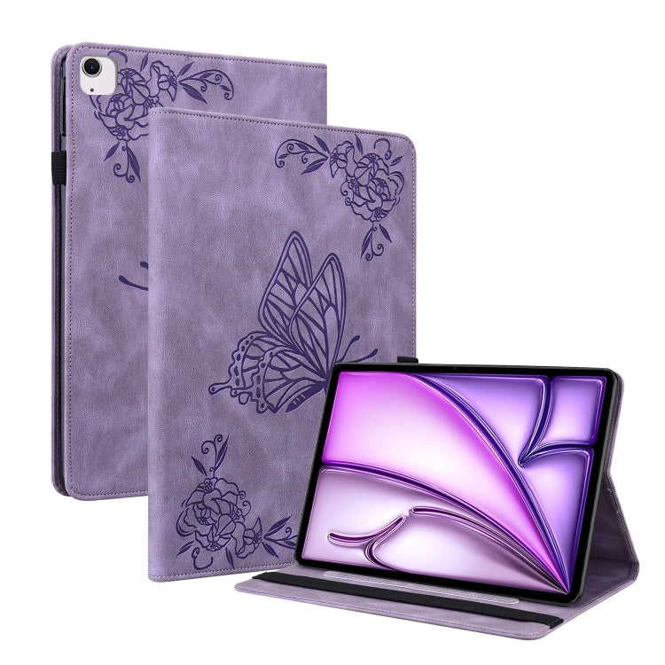 For iPad Air 11 2024 Butterfly Flower Embossed Leather Tablet Case(Purple) - iPad Air 11 2025 / 2024 Cases by PMC TechLife | Online Shopping South Africa | PMC TechLife | Buy Now Pay Later Mobicred