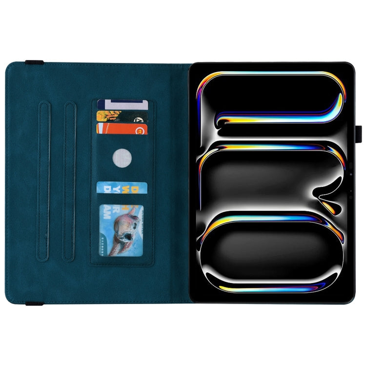 For iPad Pro 11 2024 Butterfly Flower Embossed Leather Tablet Case(Blue) - iPad Pro 11 2024 Cases by PMC TechLife | Online Shopping South Africa | PMC TechLife | Buy Now Pay Later Mobicred