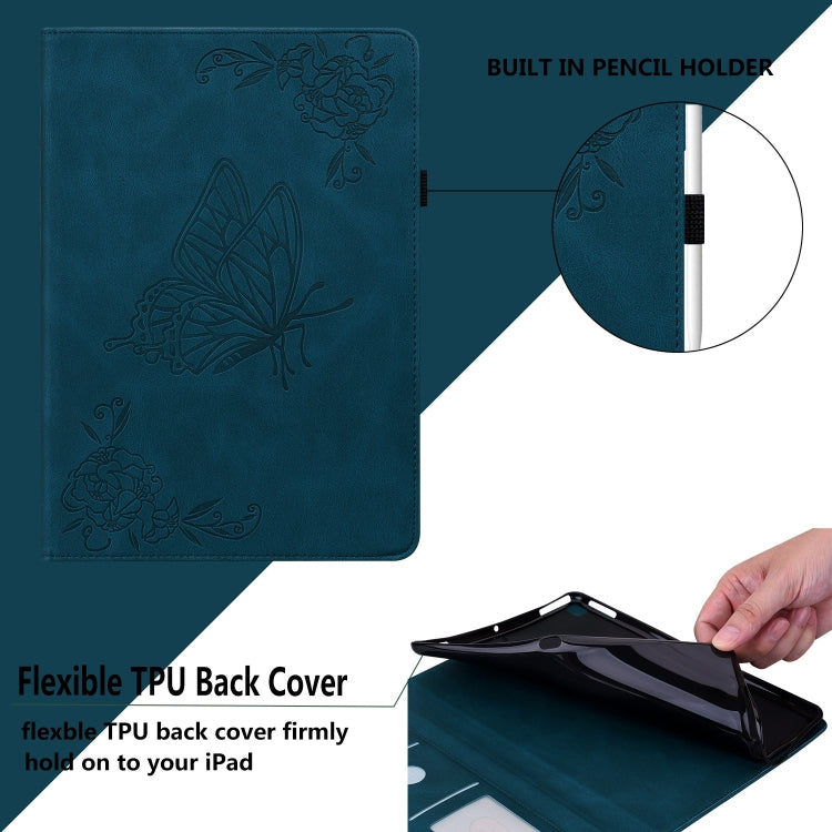 For iPad Pro 11 2024 Butterfly Flower Embossed Leather Tablet Case(Blue) - iPad Pro 11 2024 Cases by PMC TechLife | Online Shopping South Africa | PMC TechLife | Buy Now Pay Later Mobicred