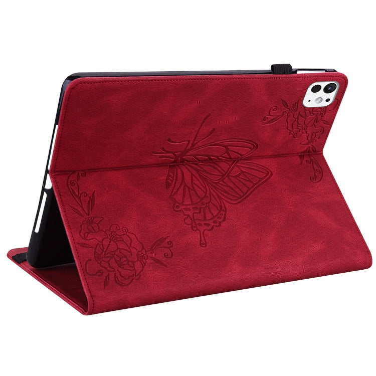 For iPad Pro 11 2024 Butterfly Flower Embossed Leather Tablet Case(Red) - iPad Pro 11 2024 Cases by PMC TechLife | Online Shopping South Africa | PMC TechLife | Buy Now Pay Later Mobicred