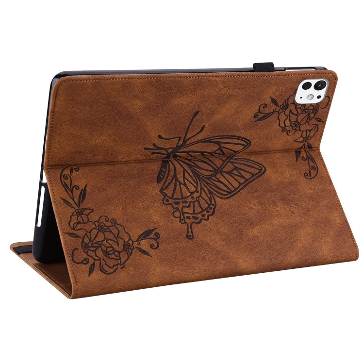 For iPad Pro 11 2024 Butterfly Flower Embossed Leather Tablet Case(Brown) - iPad Pro 11 2024 Cases by PMC TechLife | Online Shopping South Africa | PMC TechLife | Buy Now Pay Later Mobicred