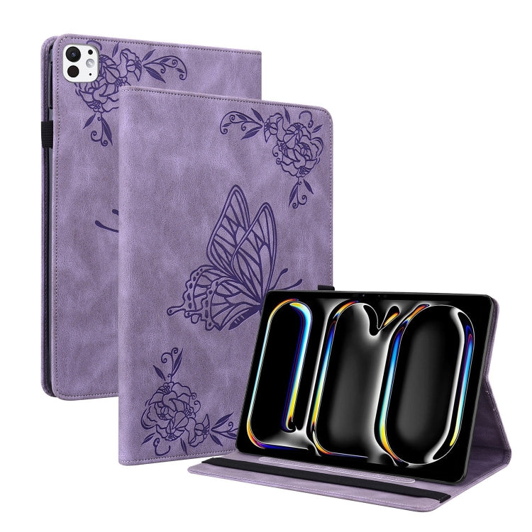 For iPad Pro 11 2024 Butterfly Flower Embossed Leather Tablet Case(Purple) - iPad Pro 11 2024 Cases by PMC TechLife | Online Shopping South Africa | PMC TechLife | Buy Now Pay Later Mobicred