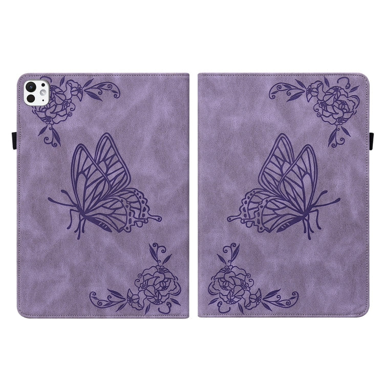 For iPad Pro 11 2024 Butterfly Flower Embossed Leather Tablet Case(Purple) - iPad Pro 11 2024 Cases by PMC TechLife | Online Shopping South Africa | PMC TechLife | Buy Now Pay Later Mobicred