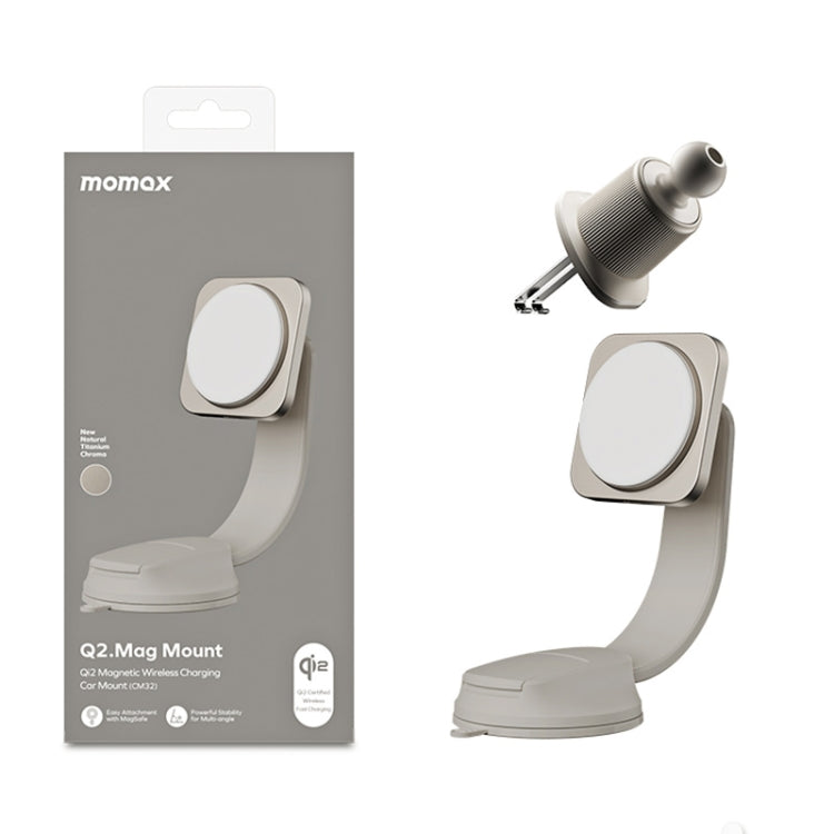 Momax Cm32 Q2 Mag Mount Metal Magnetic Wireless Fast Charging Car Holder - Car Holders by PMC TechLife | Online Shopping South Africa | PMC TechLife | Buy Now Pay Later Mobicred