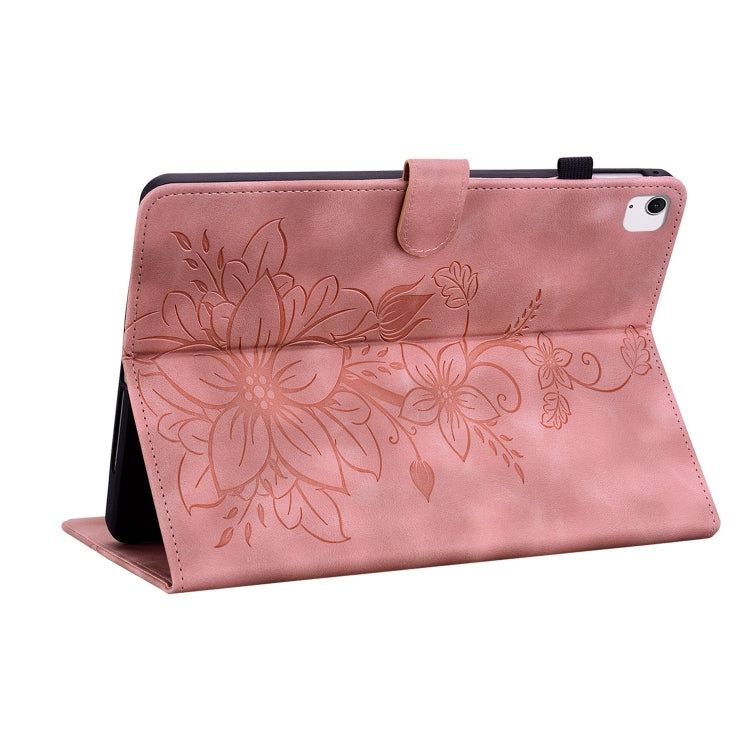 For iPad Air 13 2024 Lily Embossed Leather Smart Tablet Case(Pink) - iPad Air 13 2024 Cases by PMC TechLife | Online Shopping South Africa | PMC TechLife | Buy Now Pay Later Mobicred