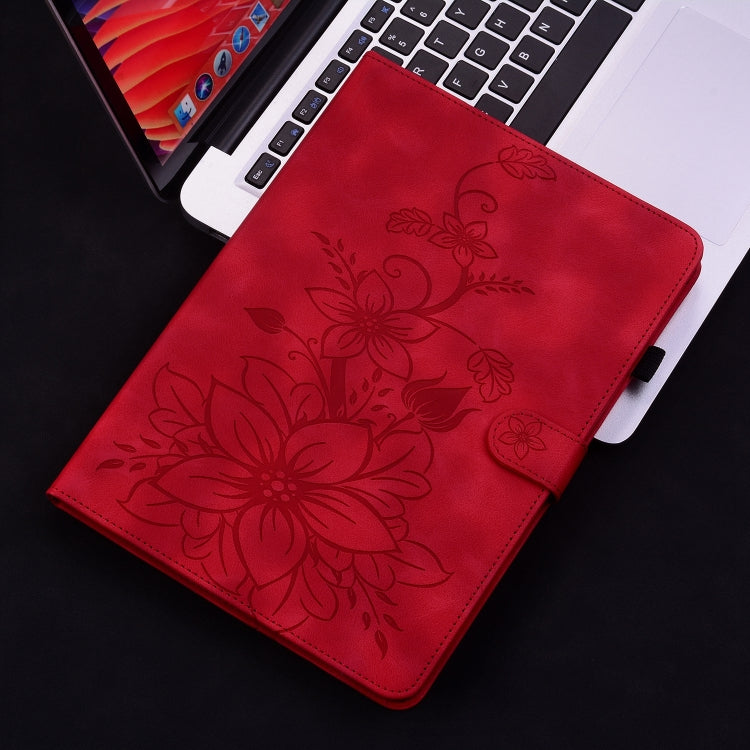For iPad Air 13 2025 / 2024 Lily Embossed Leather Smart Tablet Case(Red) - iPad Air 13 2025 / 2024 Cases by PMC TechLife | Online Shopping South Africa | PMC TechLife | Buy Now Pay Later Mobicred