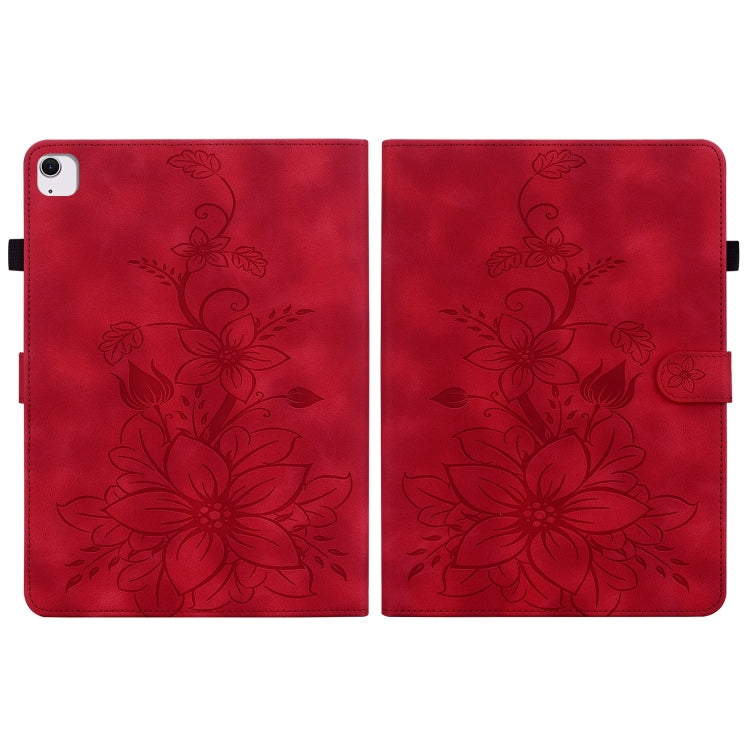 For iPad Air 13 2025 / 2024 Lily Embossed Leather Smart Tablet Case(Red) - iPad Air 13 2025 / 2024 Cases by PMC TechLife | Online Shopping South Africa | PMC TechLife | Buy Now Pay Later Mobicred