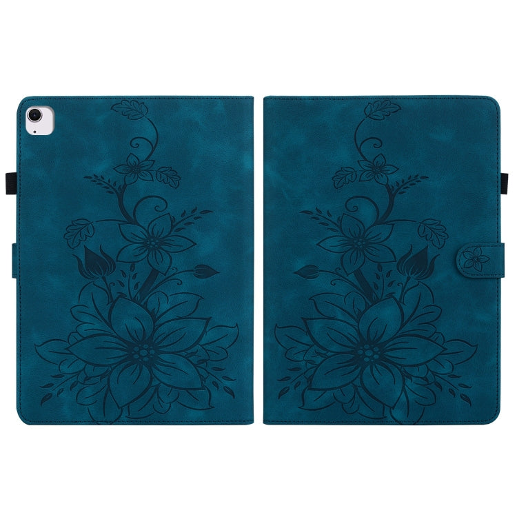 For iPad Air 13 2024 Lily Embossed Leather Smart Tablet Case(Dark Blue) - iPad Air 13 2024 Cases by PMC TechLife | Online Shopping South Africa | PMC TechLife | Buy Now Pay Later Mobicred