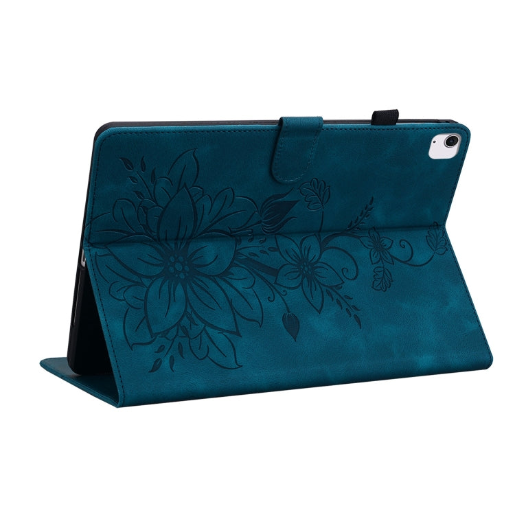 For iPad Air 13 2024 Lily Embossed Leather Smart Tablet Case(Dark Blue) - iPad Air 13 2024 Cases by PMC TechLife | Online Shopping South Africa | PMC TechLife | Buy Now Pay Later Mobicred
