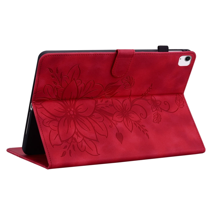For iPad Air 11 2025 / 2024 Lily Embossed Leather Smart Tablet Case(Red) - iPad Air 11 2025 / 2024 Cases by PMC TechLife | Online Shopping South Africa | PMC TechLife | Buy Now Pay Later Mobicred
