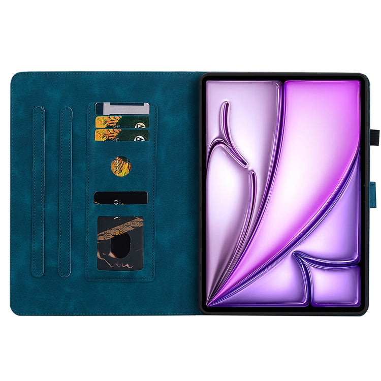 For iPad Air 11 2024 Lily Embossed Leather Smart Tablet Case(Dark Blue) - iPad Air 11 2024 Cases by PMC TechLife | Online Shopping South Africa | PMC TechLife | Buy Now Pay Later Mobicred