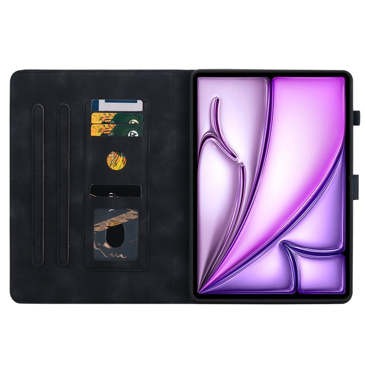For iPad Air 11 2024 Lily Embossed Leather Smart Tablet Case(Black) - iPad Air 11 2024 Cases by PMC TechLife | Online Shopping South Africa | PMC TechLife | Buy Now Pay Later Mobicred