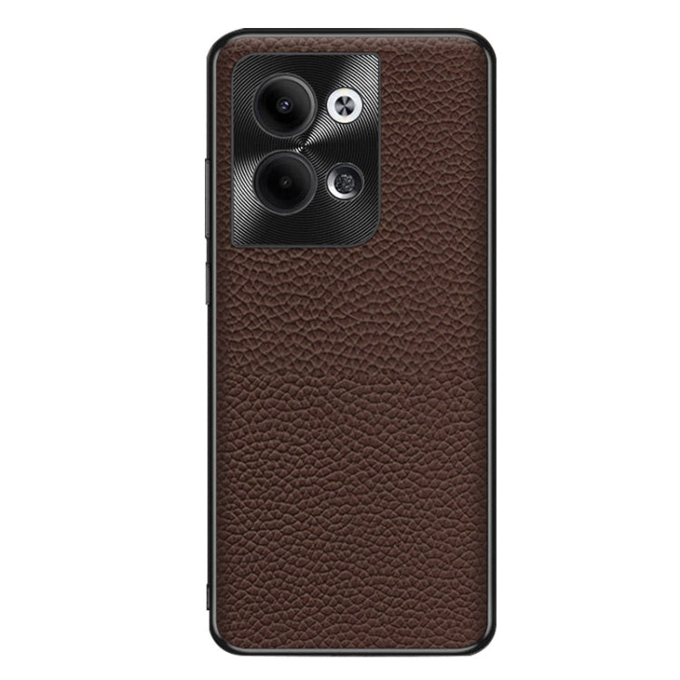 For OPPO Reno9 Pro Genuine Leather Litchi Texture Phone Case(Coffee) - OPPO Cases by PMC TechLife | Online Shopping South Africa | PMC TechLife | Buy Now Pay Later Mobicred
