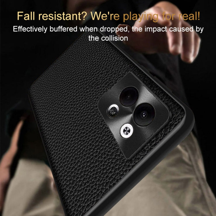 For OPPO Reno9 Pro Genuine Leather Litchi Texture Phone Case(Coffee) - OPPO Cases by PMC TechLife | Online Shopping South Africa | PMC TechLife | Buy Now Pay Later Mobicred