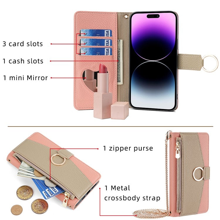 For Itel A50 4G Crossbody Litchi Texture Leather Phone Case(Pink) - More Brand by PMC TechLife | Online Shopping South Africa | PMC TechLife | Buy Now Pay Later Mobicred