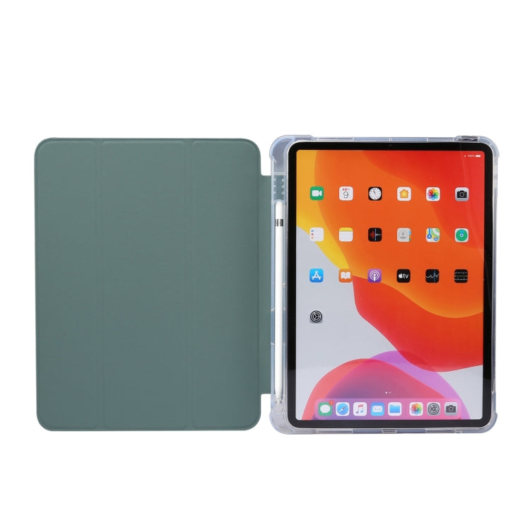 For iPad Air 11 2024 3-folding Electric Pressed Skin Texture Leather Tablet Case(Deep Green) - iPad Air 11 2024 Cases by PMC TechLife | Online Shopping South Africa | PMC TechLife | Buy Now Pay Later Mobicred