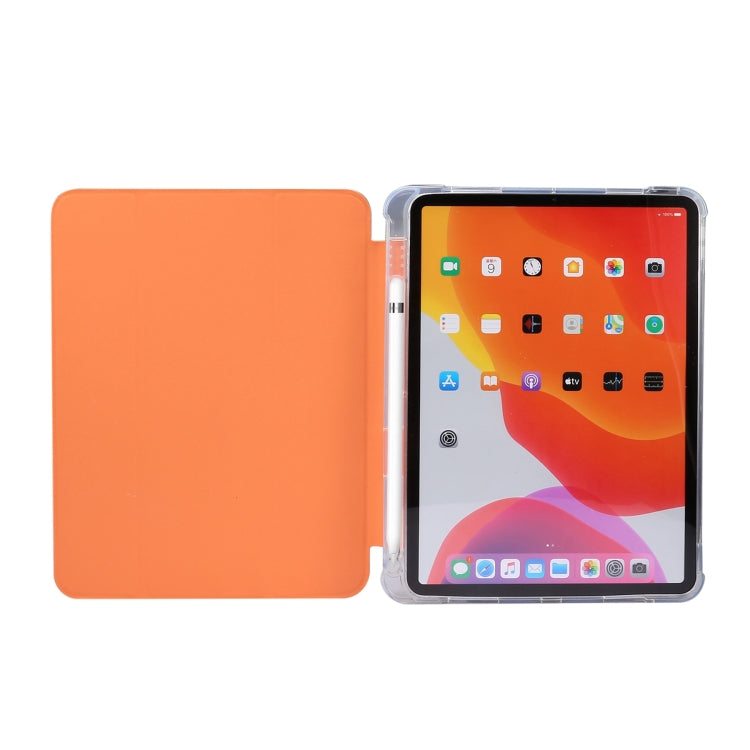 For iPad Air 11 2024 3-folding Electric Pressed Skin Texture Leather Tablet Case(Orange) - iPad Air 11 2024 Cases by PMC TechLife | Online Shopping South Africa | PMC TechLife | Buy Now Pay Later Mobicred