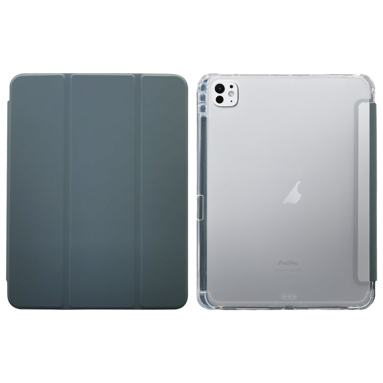 For iPad Pro 11 2024 3-folding Electric Pressed Skin Texture Leather Tablet Case(Deep Green) - iPad Pro 11 2024 Cases by PMC TechLife | Online Shopping South Africa | PMC TechLife | Buy Now Pay Later Mobicred