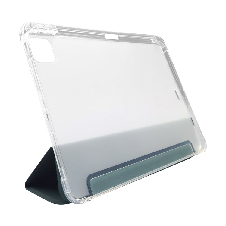 For iPad Pro 11 2024 3-folding Electric Pressed Skin Texture Leather Tablet Case(Deep Green) - iPad Pro 11 2024 Cases by PMC TechLife | Online Shopping South Africa | PMC TechLife | Buy Now Pay Later Mobicred