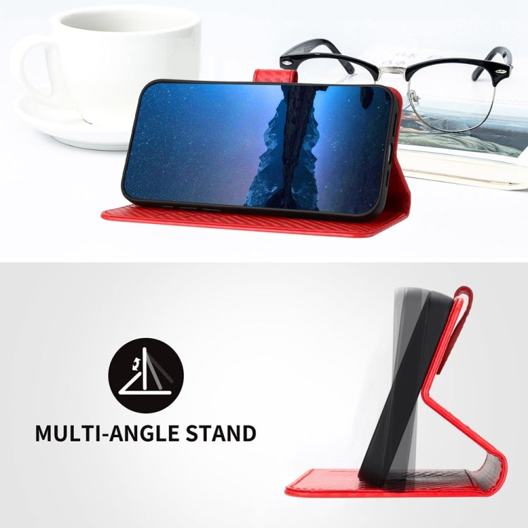 For iPhone 16e YX0070 Carbon Fiber Buckle Leather Phone Case with Lanyard(Red) - iPhone 16e Cases by PMC TechLife | Online Shopping South Africa | PMC TechLife | Buy Now Pay Later Mobicred