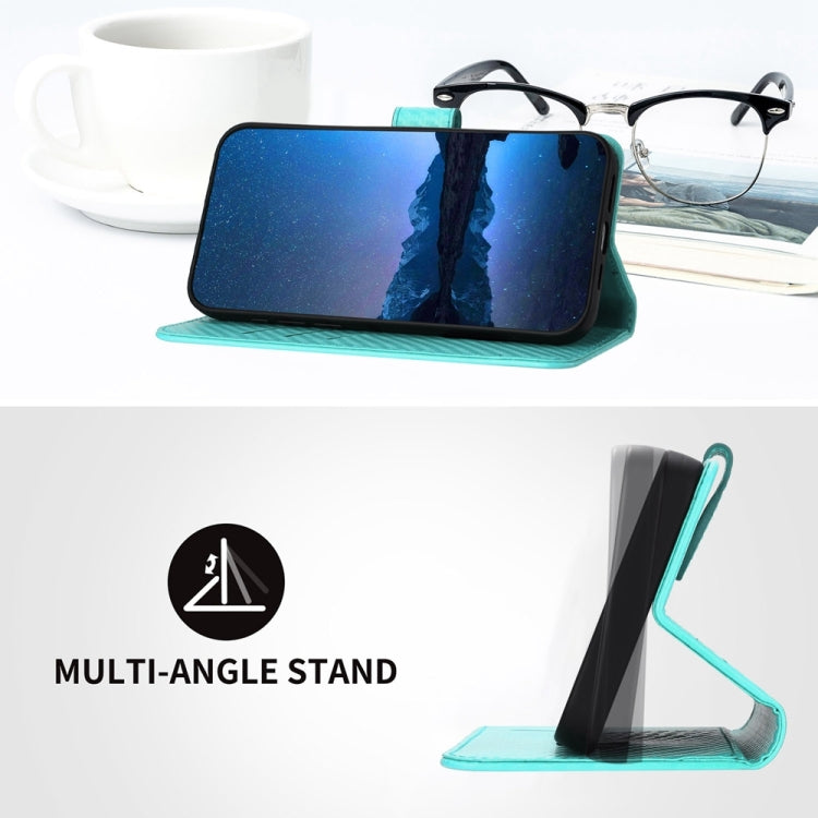 For iPhone 16e YX0070 Carbon Fiber Buckle Leather Phone Case with Lanyard(Light Blue) - iPhone 16e Cases by PMC TechLife | Online Shopping South Africa | PMC TechLife | Buy Now Pay Later Mobicred