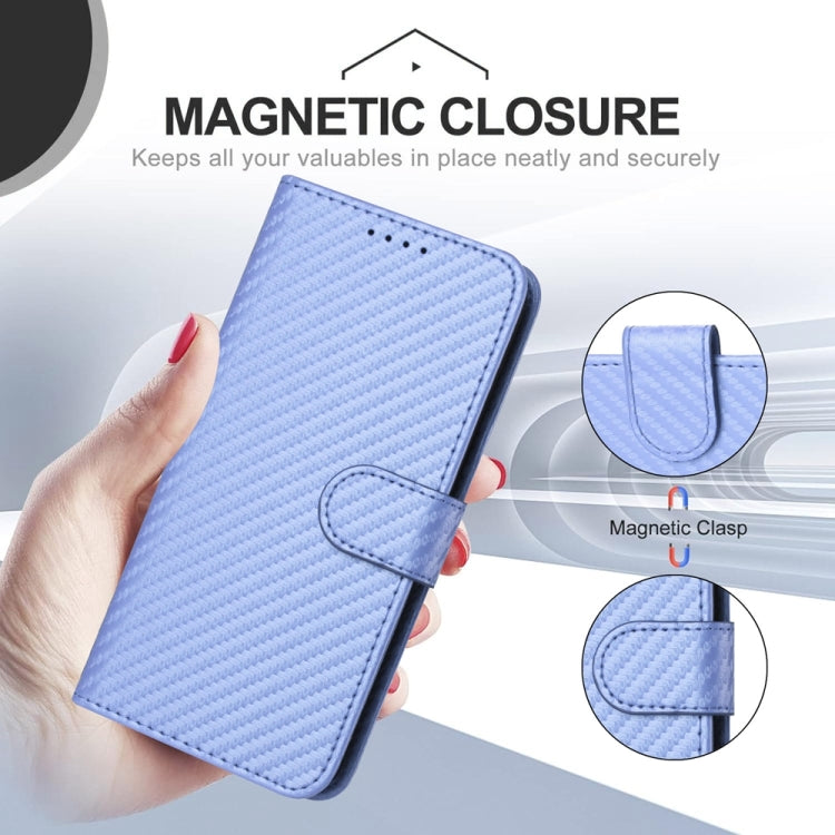 For iPhone SE 2024 YX0070 Carbon Fiber Buckle Leather Phone Case with Lanyard(Light Purple) - More iPhone Cases by PMC TechLife | Online Shopping South Africa | PMC TechLife | Buy Now Pay Later Mobicred