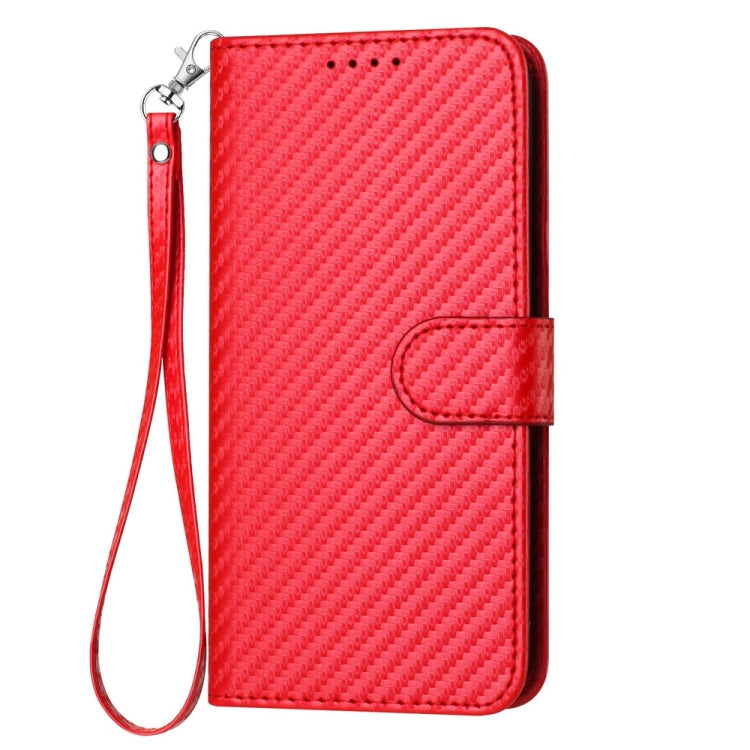 For iPhone 16 Pro Max YX0070 Carbon Fiber Buckle Leather Phone Case with Lanyard(Red) - iPhone 16 Pro Max Cases by PMC TechLife | Online Shopping South Africa | PMC TechLife | Buy Now Pay Later Mobicred