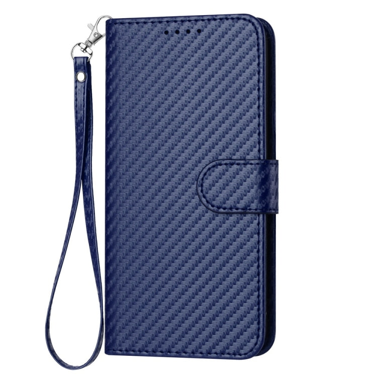 For iPhone 16 YX0070 Carbon Fiber Buckle Leather Phone Case with Lanyard(Royal Blue) - iPhone 16 Cases by PMC TechLife | Online Shopping South Africa | PMC TechLife | Buy Now Pay Later Mobicred