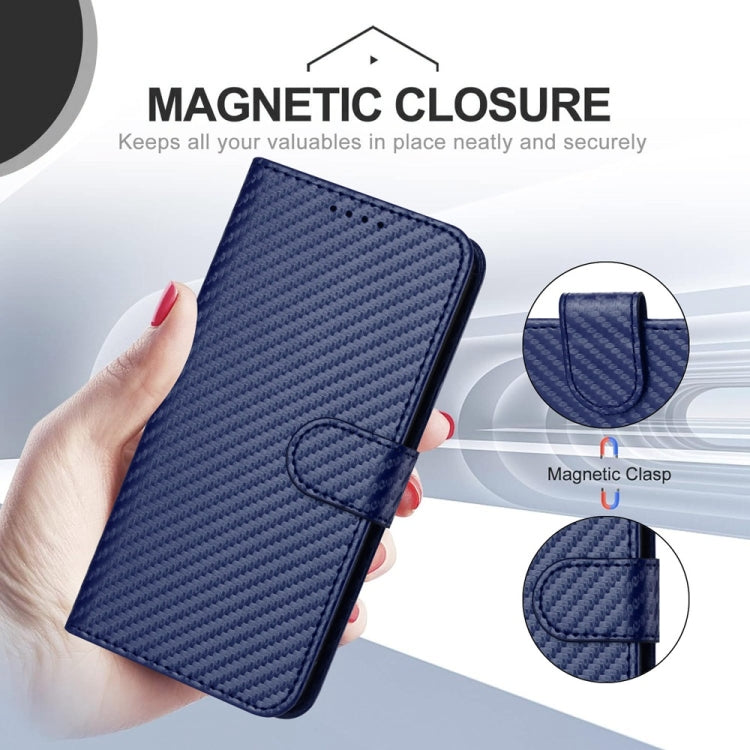 For iPhone 16 YX0070 Carbon Fiber Buckle Leather Phone Case with Lanyard(Royal Blue) - iPhone 16 Cases by PMC TechLife | Online Shopping South Africa | PMC TechLife | Buy Now Pay Later Mobicred