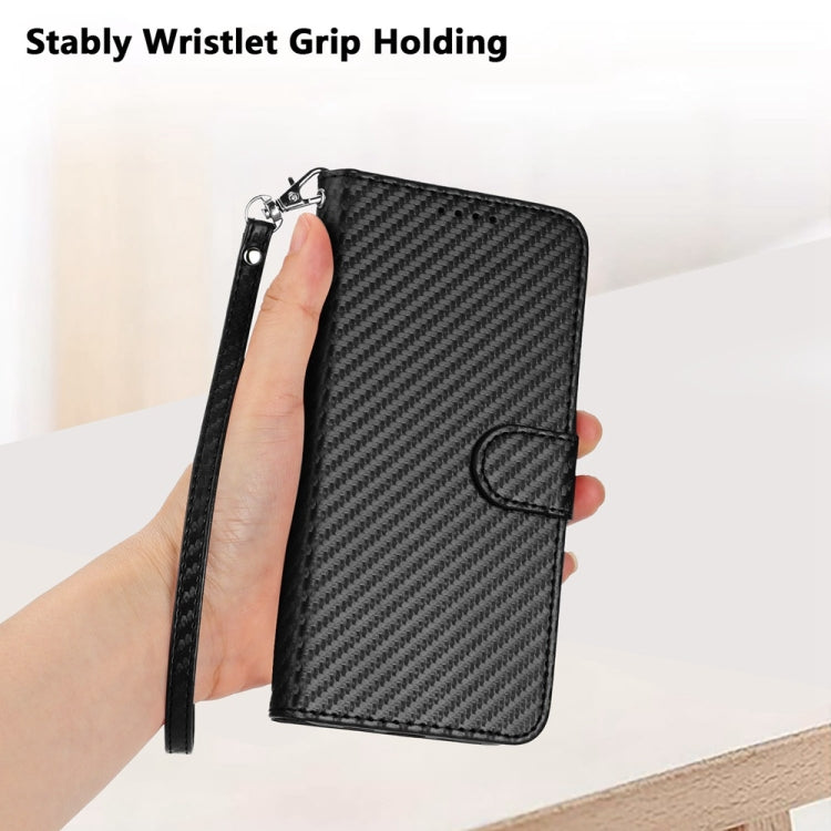 For iPhone 16 YX0070 Carbon Fiber Buckle Leather Phone Case with Lanyard(Black) - iPhone 16 Cases by PMC TechLife | Online Shopping South Africa | PMC TechLife | Buy Now Pay Later Mobicred