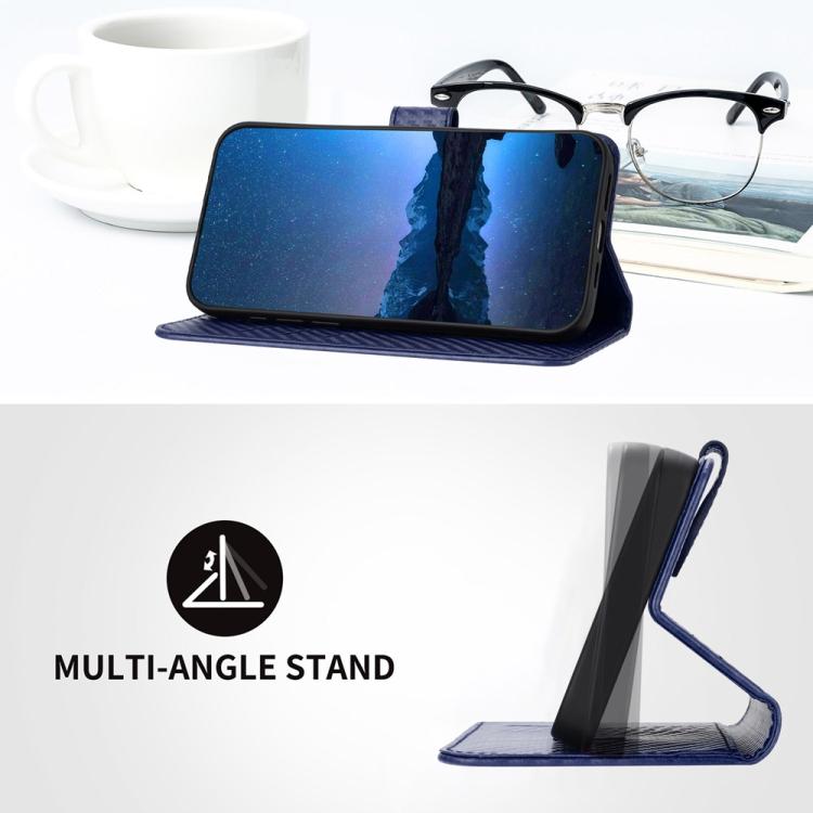 For iPhone 17 Air YX0070 Carbon Fiber Buckle Leather Phone Case with Lanyard(Royal Blue) - free shipping - PMc TechLife - Order now!