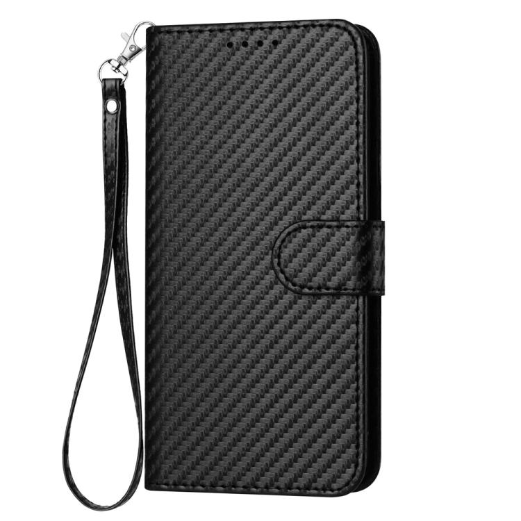 For iPhone 17 Air YX0070 Carbon Fiber Buckle Leather Phone Case with Lanyard(Black) - free shipping - PMc TechLife - Order now!
