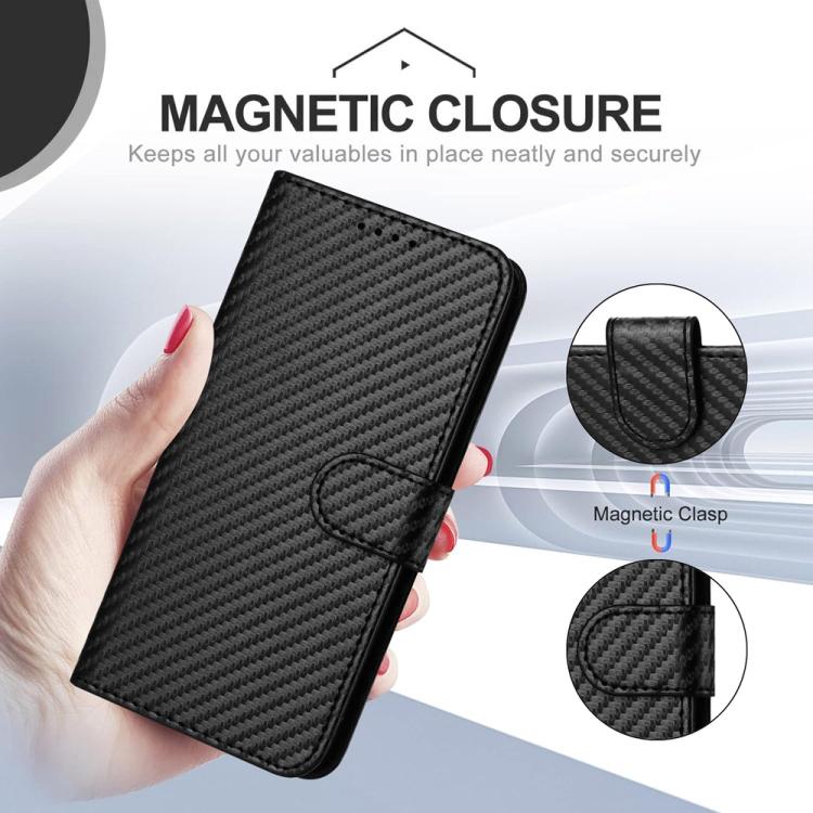 For iPhone 17 Air YX0070 Carbon Fiber Buckle Leather Phone Case with Lanyard(Black) - free shipping - PMc TechLife - Order now!