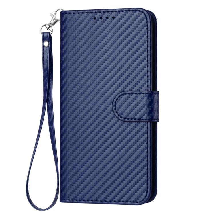 For iPhone 17 YX0070 Carbon Fiber Buckle Leather Phone Case with Lanyard(Royal Blue) - free shipping - PMc TechLife - Order now!