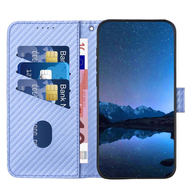 For iPhone 17 Pro YX0070 Carbon Fiber Buckle Leather Phone Case with Lanyard(Light Purple) - free shipping - PMc TechLife - Order now!