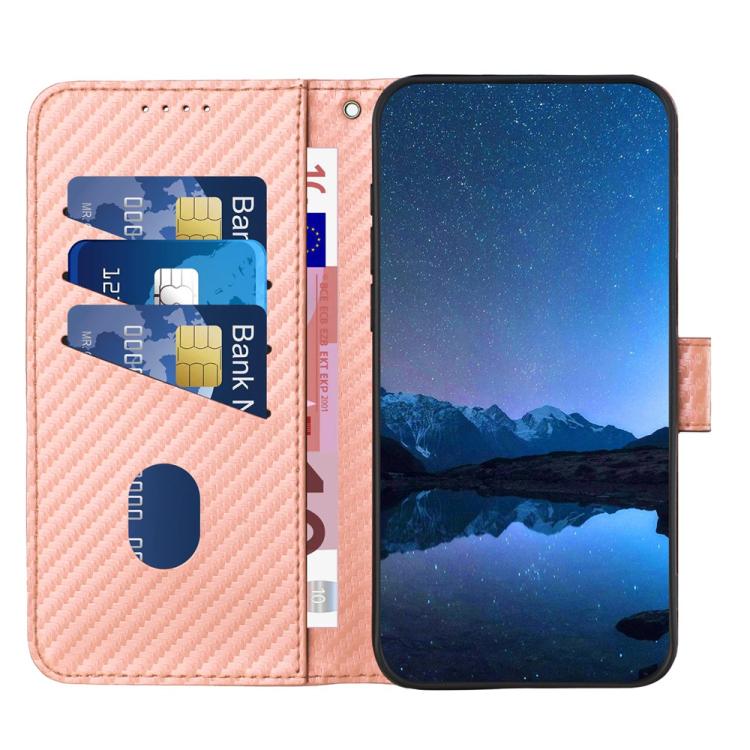 For iPhone 17 Pro YX0070 Carbon Fiber Buckle Leather Phone Case with Lanyard(Pink) - free shipping - PMc TechLife - Order now!