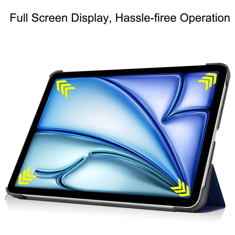 For iPad Air 13 2024 / 2025 Custer Pure Color 3-Fold Holder Smart Leather Tablet Case(Dark Blue) - iPad Air 13 2025 / 2024 Cases by PMC TechLife | Online Shopping South Africa | PMC TechLife | Buy Now Pay Later Mobicred