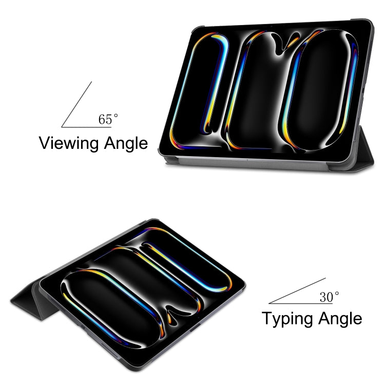 For iPad Pro 13 2024 Custer Pure Color 3-Fold Holder Smart Leather Tablet Case(Black) - iPad Pro 13 2024 Cases by PMC TechLife | Online Shopping South Africa | PMC TechLife | Buy Now Pay Later Mobicred