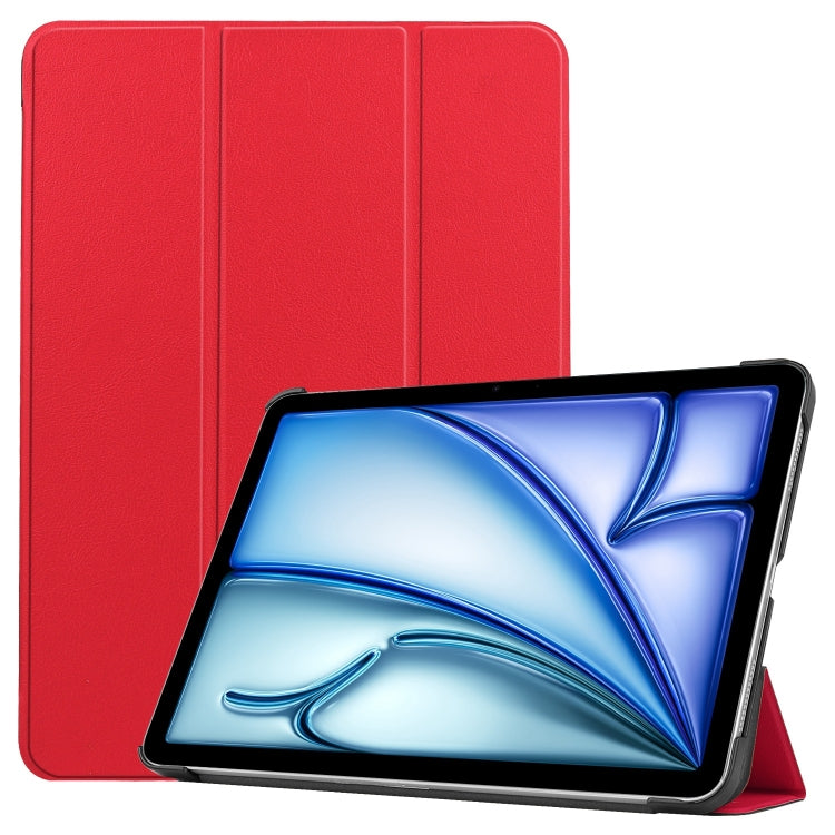 For iPad Air 11 2025 / 2024 Custer Pure Color 3-Fold Holder Smart Leather Tablet Case(Red) - iPad Air 11 2025 / 2024 Cases by PMC TechLife | Online Shopping South Africa | PMC TechLife | Buy Now Pay Later Mobicred