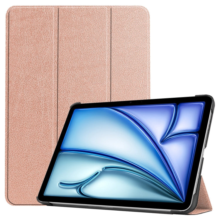 For iPad Air 11 2024 Custer Pure Color 3-Fold Holder Smart Leather Tablet Case(Rose Gold) - iPad Air 11 2024 Cases by PMC TechLife | Online Shopping South Africa | PMC TechLife | Buy Now Pay Later Mobicred