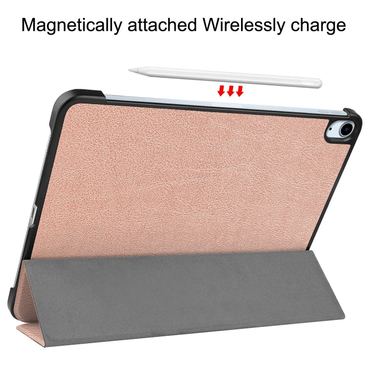 For iPad Air 11 2024 Custer Pure Color 3-Fold Holder Smart Leather Tablet Case(Rose Gold) - iPad Air 11 2024 Cases by PMC TechLife | Online Shopping South Africa | PMC TechLife | Buy Now Pay Later Mobicred