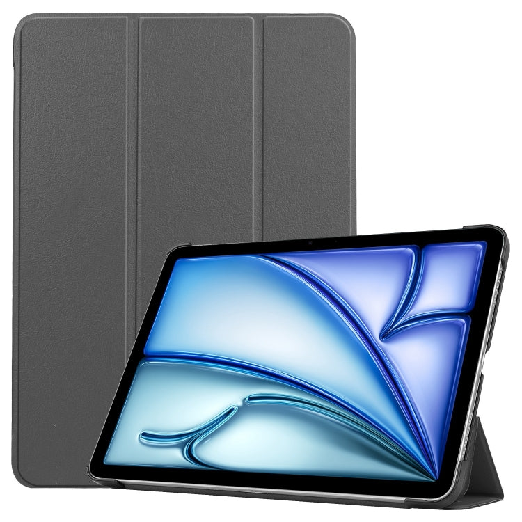 For iPad Air 11 2025 / 2024 Custer Pure Color 3-Fold Holder Smart Leather Tablet Case(Gray) - iPad Air 11 2025 / 2024 Cases by PMC TechLife | Online Shopping South Africa | PMC TechLife | Buy Now Pay Later Mobicred