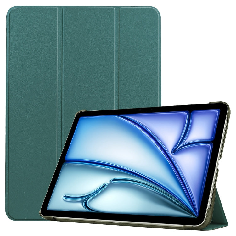 For iPad Air 11 2025 / 2024 Custer Pure Color 3-Fold Holder Smart Leather Tablet Case(Dark Green) - iPad Air 11 2025 / 2024 Cases by PMC TechLife | Online Shopping South Africa | PMC TechLife | Buy Now Pay Later Mobicred