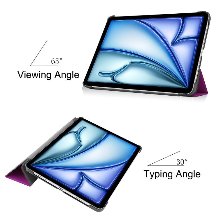 For iPad Air 11 2024 Custer Pure Color 3-Fold Holder Smart Leather Tablet Case(Purple) - iPad Air 11 2024 Cases by PMC TechLife | Online Shopping South Africa | PMC TechLife | Buy Now Pay Later Mobicred