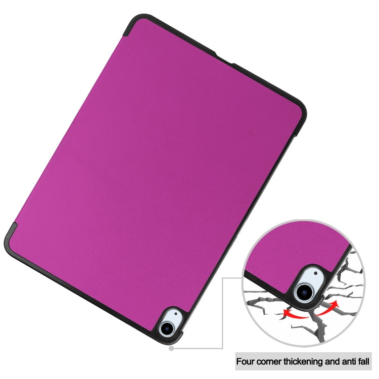 For iPad Air 11 2024 Custer Pure Color 3-Fold Holder Smart Leather Tablet Case(Purple) - iPad Air 11 2024 Cases by PMC TechLife | Online Shopping South Africa | PMC TechLife | Buy Now Pay Later Mobicred