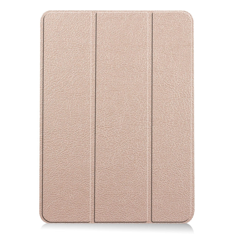 For iPad Air 11 2025 / 2024 Custer Pure Color 3-Fold Holder Smart Leather Tablet Case(Gold) - iPad Air 11 2025 / 2024 Cases by PMC TechLife | Online Shopping South Africa | PMC TechLife | Buy Now Pay Later Mobicred