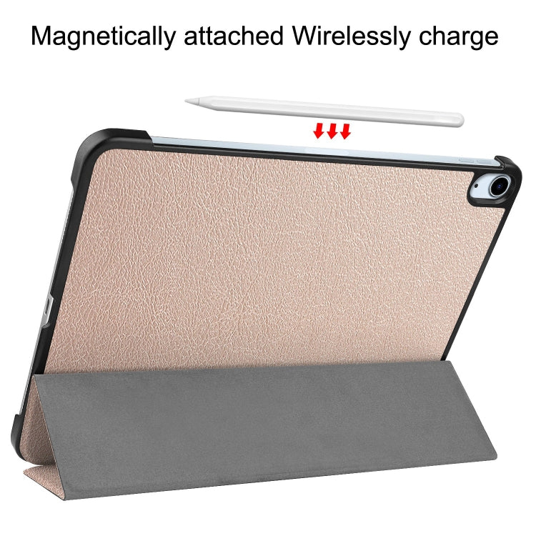 For iPad Air 11 2025 / 2024 Custer Pure Color 3-Fold Holder Smart Leather Tablet Case(Gold) - iPad Air 11 2025 / 2024 Cases by PMC TechLife | Online Shopping South Africa | PMC TechLife | Buy Now Pay Later Mobicred
