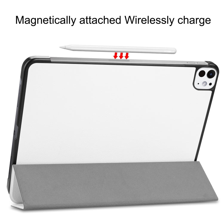 For iPad Pro 11 2024 Custer Pure Color 3-Fold Holder Smart Leather Tablet Case(White) - free shipping - PMC TechLife - Order now!
